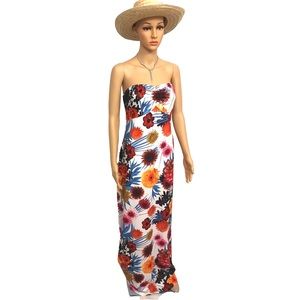New Floral Print off Shoulder Bodycon Maxi dress L